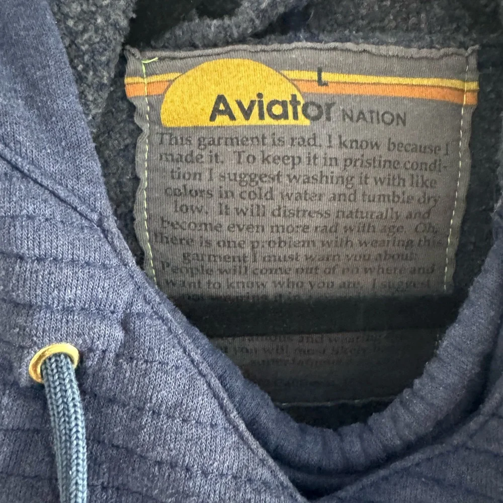Aviator Nation Ninja Dark Blue Hoodie Sz L - Picture 5 of 5